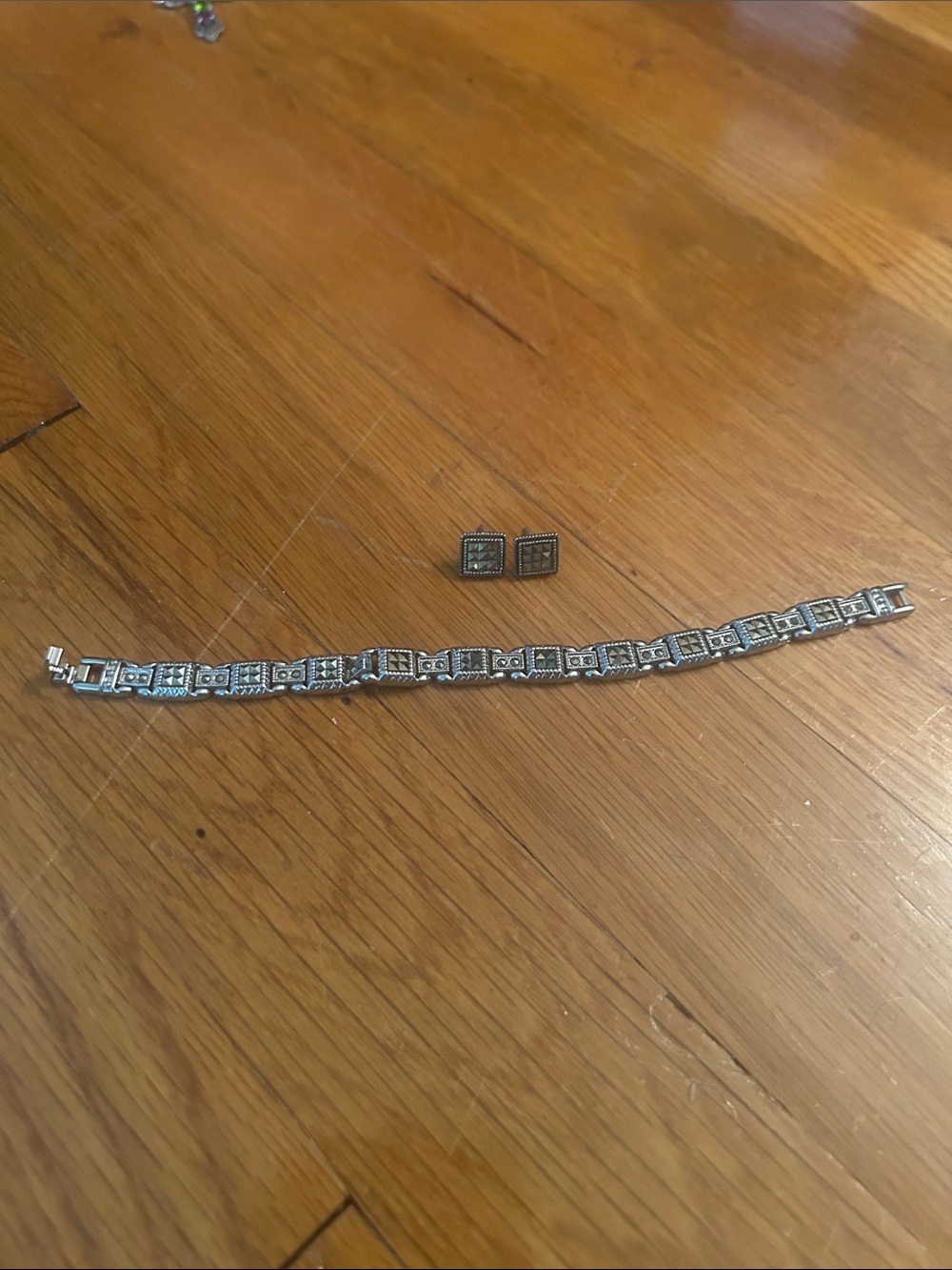 Brighton Silver-Tone Square Link Bracelet and Earrings Set